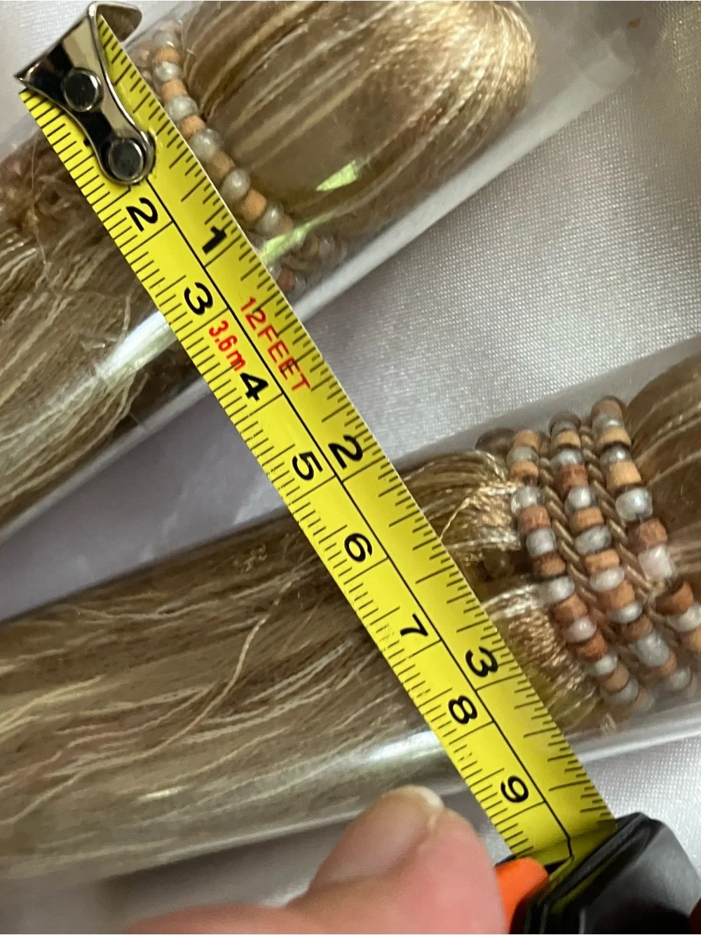 Drapery tie backs with pearl beading